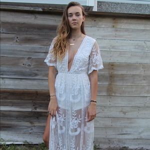 White Boho Maxi Romper Dress from Hazel Boutique